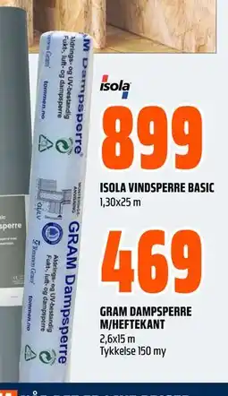 Obs Bygg GRAM DAMPSPERRE M/HEFTEKANT tilbud