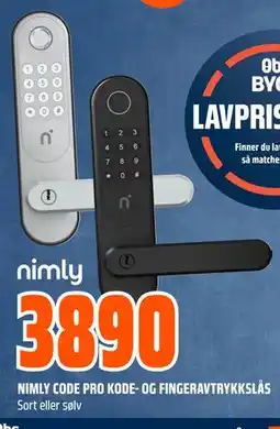 Obs Bygg NIMLY CODE PRO KODE- OG FINGERAVTRYKKSLÅS tilbud