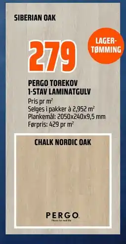 Obs Bygg PERGO TOREKOV 1-STAV LAMINATGULV tilbud