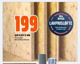 Obs Bygg OSB PLATE 12 MM tilbud