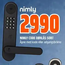Obs Bygg NIMLY CODE DØRLÅS SORT tilbud