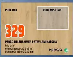 Obs Bygg PERGO LILLEHAMMER 1-STAV LAMINATGULV tilbud