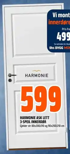 Obs Bygg HARMONIE ASK LETT 3-SPEIL INNERDØR tilbud