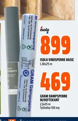 Obs Bygg ISOLA VINDSPERRE BASIC tilbud