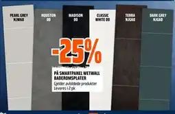 Obs Bygg 25% PÅ SMARTPANEL WETWALL BADEROMSPLATER tilbud