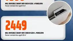 Obs Bygg MILL INVISIBLE SMART WIFI 2000 W GEN 4. PANELOVN tilbud