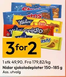 Gigaboks Nidar sjokoladeplater 150–185 g tilbud