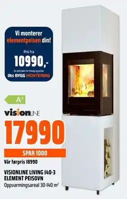 Obs Bygg VISIONLINE LIVING I40-3 ELEMENT PEISOVN tilbud