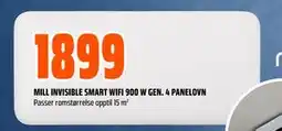 Obs Bygg MILL INVISIBLE SMART WIFI 900 W GEN. 4 PANELOVN tilbud