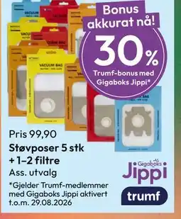 Gigaboks Støvposer 5 stk + 1–2 filtre tilbud
