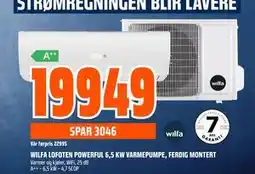 Obs Bygg WILFA LOFOTEN POWERFUL 6,5 KW VARMEPUMPE, FERDIG MONTERT tilbud