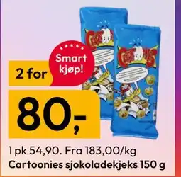 Gigaboks Cartoonies sjokoladekjeks 150 g tilbud