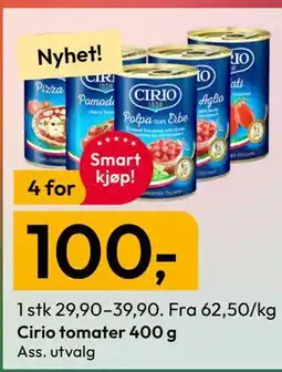 Gigaboks Cirio tomater 400 g tilbud
