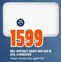 Obs Bygg MILL INVISIBLE SMART WIFI 600 W GEN. 4 PANELOVN tilbud