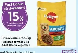 Gigaboks Pedigree tørrfôr 7 kg tilbud