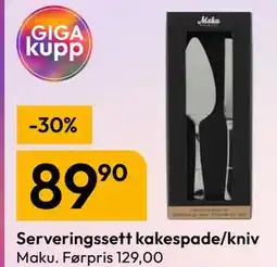 Gigaboks Serveringssett kakespade/kniv tilbud