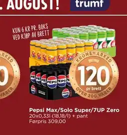 Meny Pepsi Max/Solo Super/7UP Zero tilbud