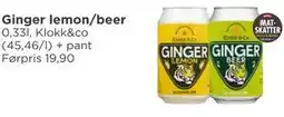 Meny Ginger lemon/beer tilbud