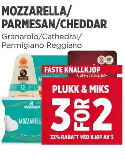 Meny MOZZARELLA/ PARMESAN/CHEDDAR tilbud