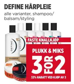 Meny DEFINE HÅRPLEIE tilbud