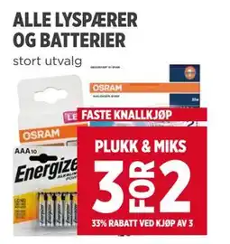 Meny ALLE LYSPÆRER OG BATTERIER tilbud