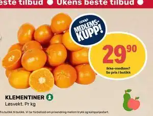KLEMENTINER, Medlemspris