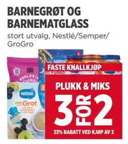 Meny BARNEGRØT OG BARNEMATGLASS tilbud