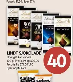 Coop Mega LINDT SJOKOLADE tilbud