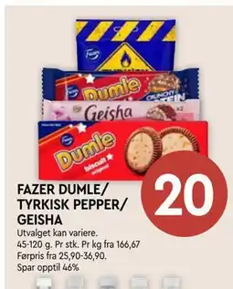 Coop Mega FAZER DUMLE/ TYRKISK PEPPER/ GEISHA tilbud