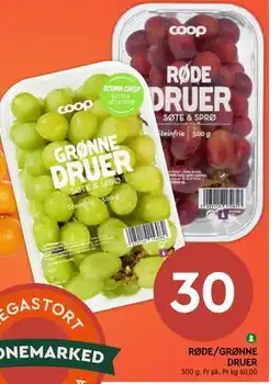 Coop Mega RØDE/GRØNNE DRUER tilbud