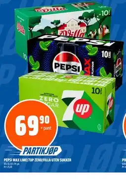 Coop Obs PEPSI MAX LIME/7UP ZERO/VILLA UTEN SUKKER tilbud