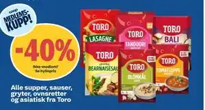 Alle supper, sauser, gryter, ovnsretter og asiatisk fra Toro