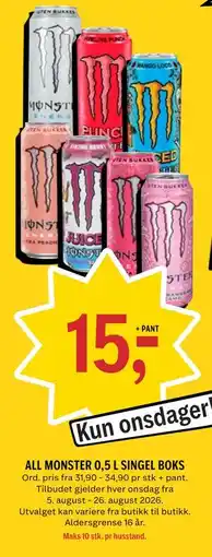 Coop Prix ALL MONSTER 0,5 L SINGEL BOKS tilbud