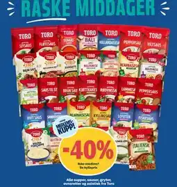 Coop Obs Alle supper, sauser, gryter, ovnsretter og asiatisk fra Toro tilbud