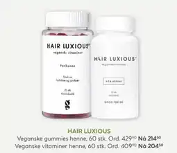 Vitusapotek Hair Luxious veganske gummies henne tilbud