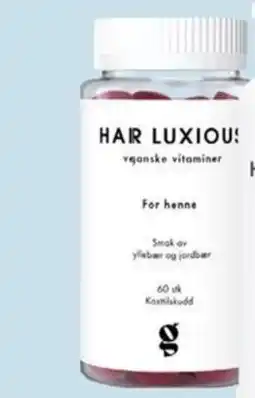 Ditt Apotek Hair Luxious for henne -veganske gummies med hyllebær og jordbærsmak tilbud