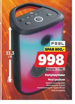 POWER FEEL Partyhøyttaler tilbud