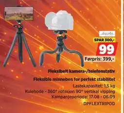 POWER Fleksibelt kamera-/telefonstativ tilbud