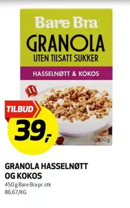 Bunnpris GRANOLA HASSELNØTT OG KOKOS tilbud