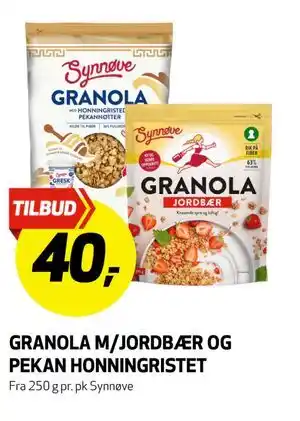 Bunnpris GRANOLA M/JORDBÆR OG PEKAN HONNINGRISTET tilbud