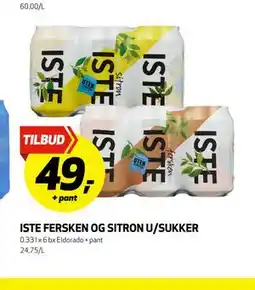 Bunnpris ISTE FERSKEN OG SITRON U/SUKKER tilbud