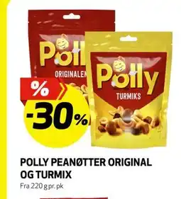 Bunnpris POLLY PEANØTTER ORIGINAL OG TURMIX tilbud