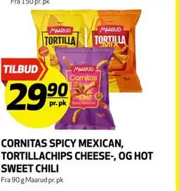 Bunnpris CORNITAS SPICY MEXICAN, TORTILLACHIPS CHEESE-, OG HOT SWEET CHILI tilbud