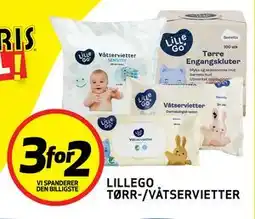 Bunnpris LILLEGO TØRR-/VÅTSERVIETTER tilbud