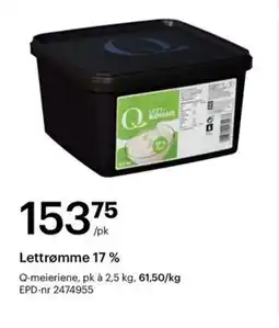 Storcash Q-meieriene Lettrømme 17% tilbud