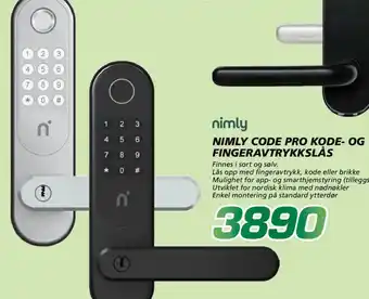 Nimly Code Pro Kode- og Fingeraavtrykkslås