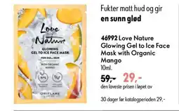 Oriflame Love Nature Glowing Gel to Ice Face Mask with Organic Mango tilbud