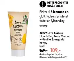 Oriflame Love Nature Nourishing Face Cream with chia & organic honey tilbud