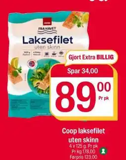 Coop Extra Coop laksefilet uten skinn tilbud
