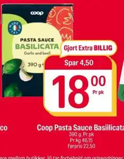 Coop Extra Coop Pasta Sauce Basiilicata tilbud